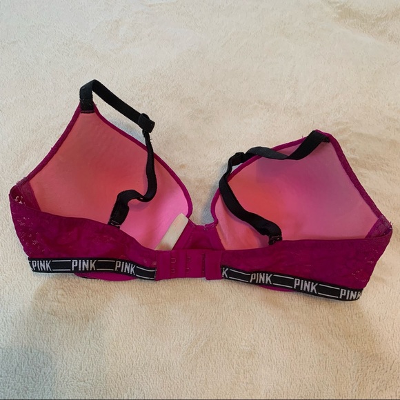 VS PINK Leopard Lace Pink/Purple Color Push Up Bra 34D - Picture 2 of 3